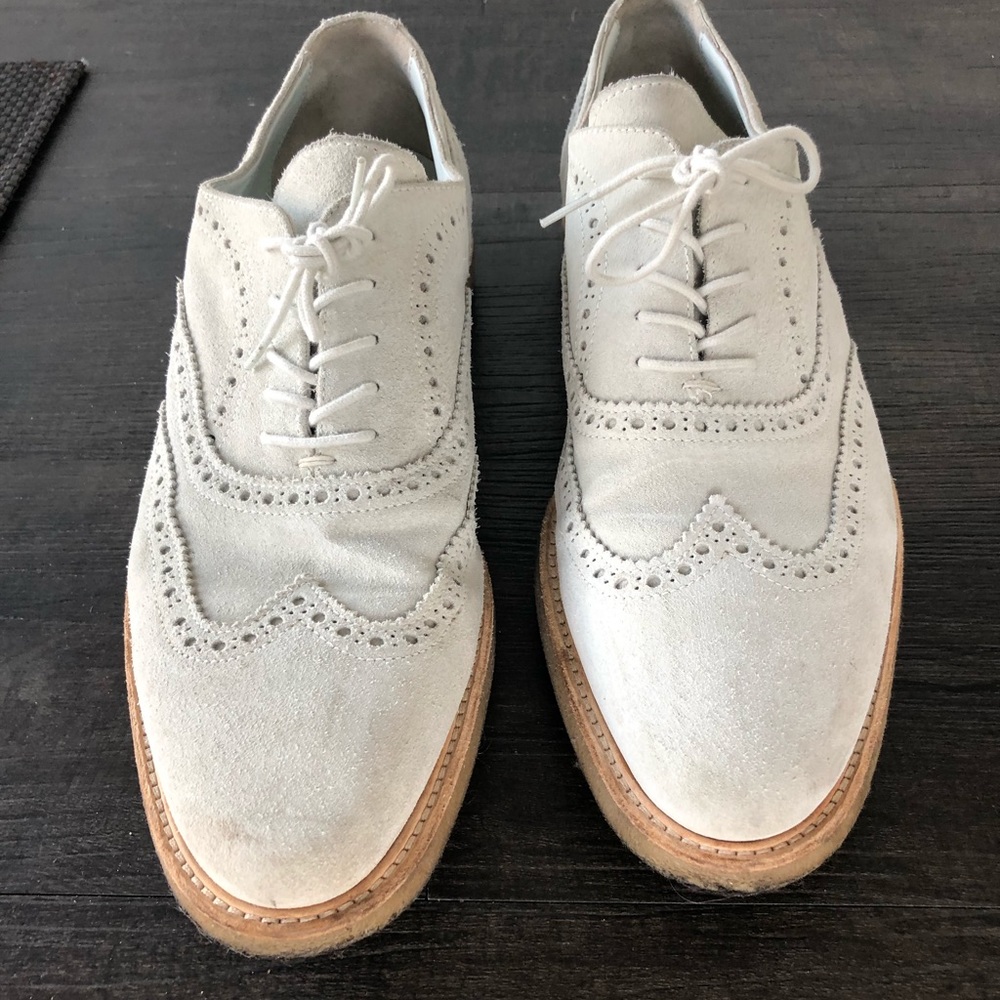 Common Projects suede wing tip with gum bottom